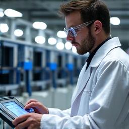 Ingénieur examinant un métier à tisser numérique
