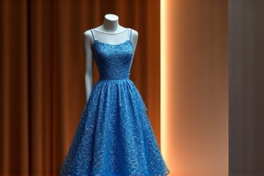 Une robe de haute couture époustouflante, confectionnée dans un tissu exclusif d'Artisanat Pixel, présentant des motifs complexes et un tombé impeccable, exposée sur un mannequin dans un atelier de mode parisien.