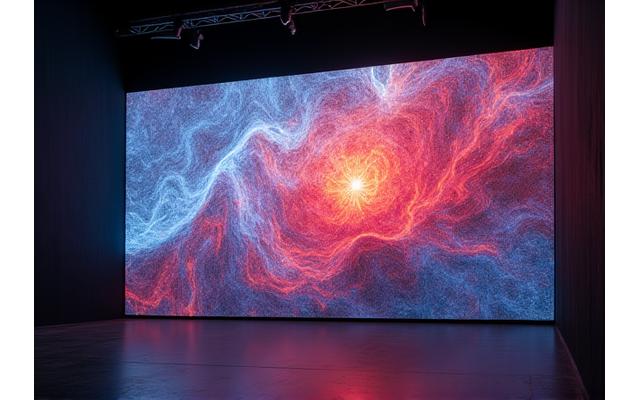 Image d'une surface textile texturée servant d'écran dynamique pour une projection mapping spectaculaire et immersive.