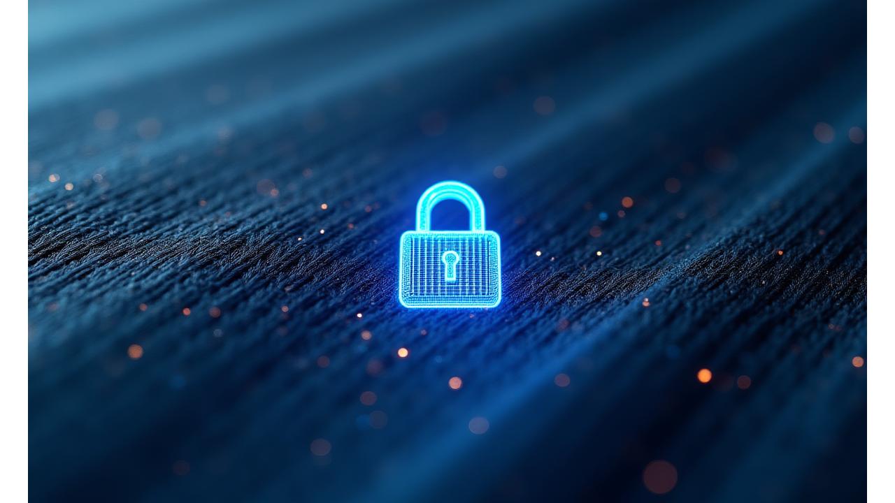 Représentation abstraite de la confidentialité des données avec des cadenas numériques sur un fond de textile moderne