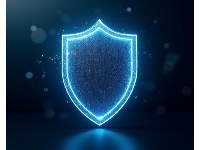 Bouclier de sécurité numérique avec des circuits imprimés et des lumières bleues, symbolisant la protection des données