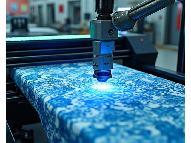 Bras robotique automatisé optimisant le placement de motifs sur un tissu en usine